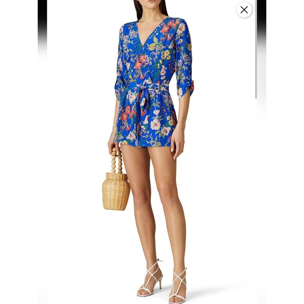 Yumi Kim Liz Blue Floral Silk Romper Size S